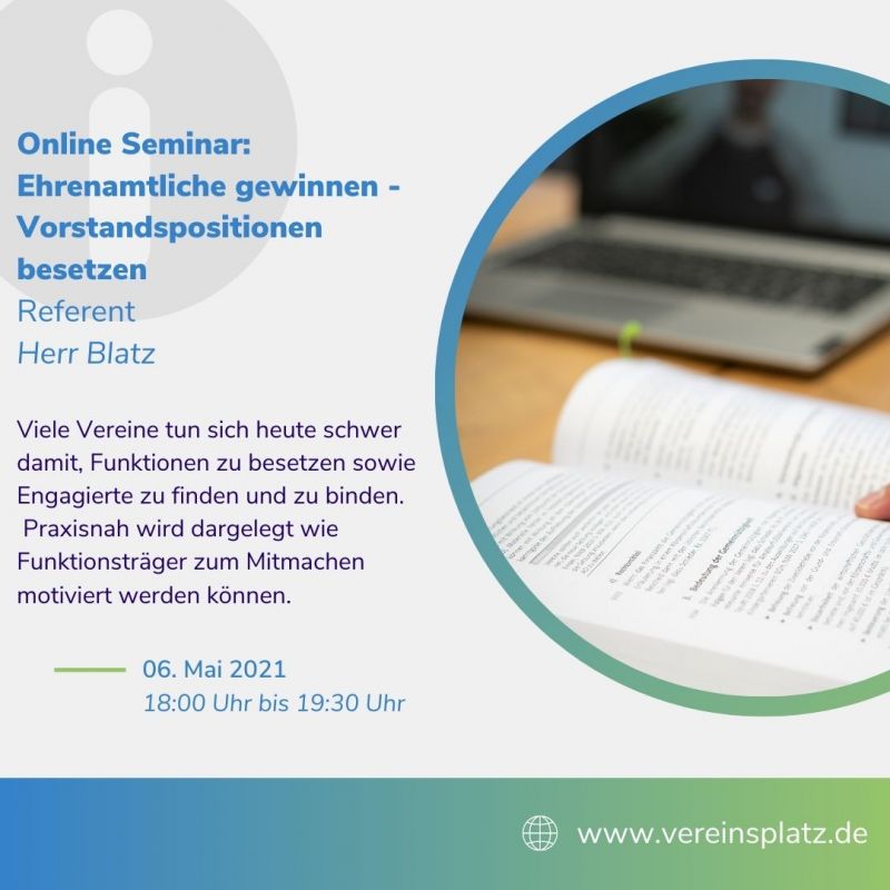 News-Beitrag mit Titel Online-Seminar: Ehrenamtliche gewinnen / Vorstandspositionen besetzen am 06.05.2021 