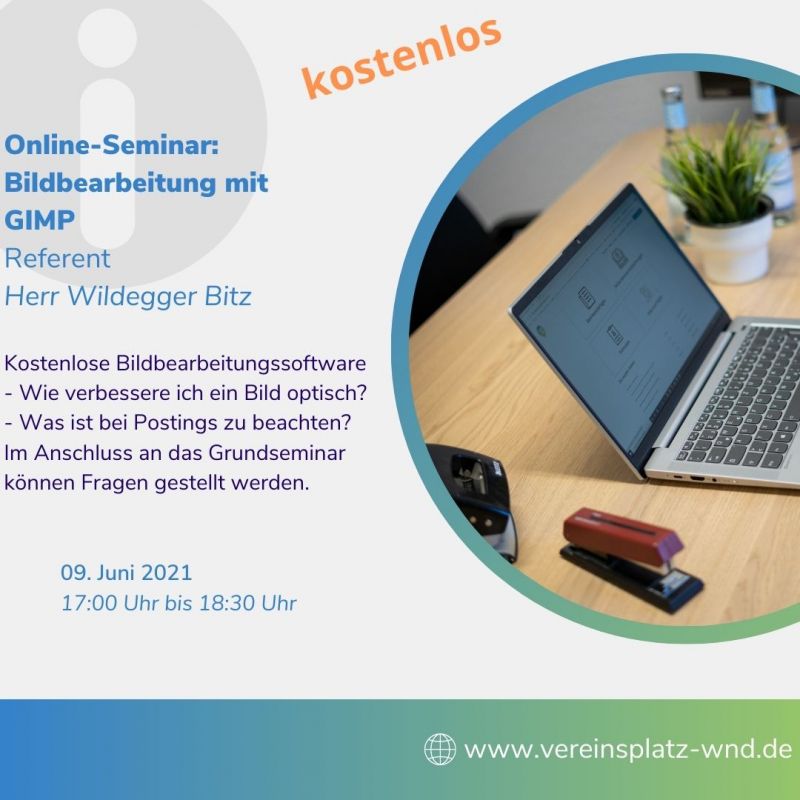 News-Beitrag mit Titel Online-Seminar: GIMP Bildbearbeitung im Verein und Ehrenamt am 09. Juni 2021 