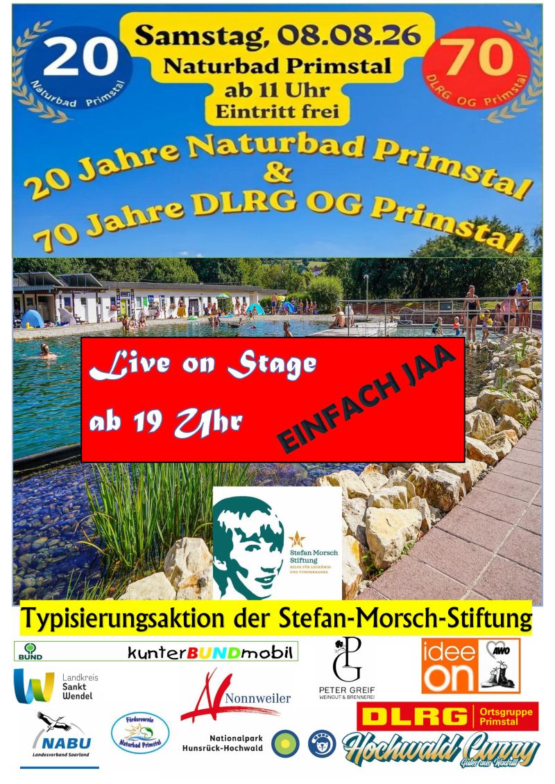 News-Beitrag mit Titel 20 Jahre Naturbad + 70 Jahre DLRG Ortsgruppe Primstal + 24. SZ-Radtour 